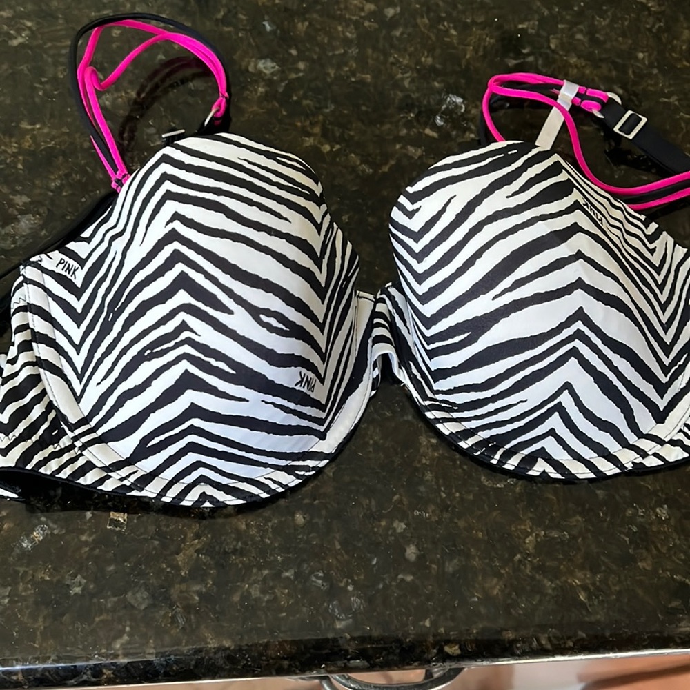 Zebra print, Multi- way Demi PINK Victoria secrets bra